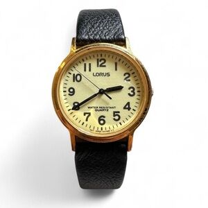 Vintage Gold and Black Lorus Men's Watch